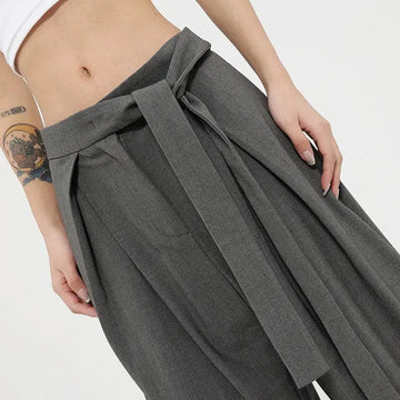 stretchable wide-leg trousers | high-waisted casual pants | breathable fabric womens trousers | ultrasonic cleaning
