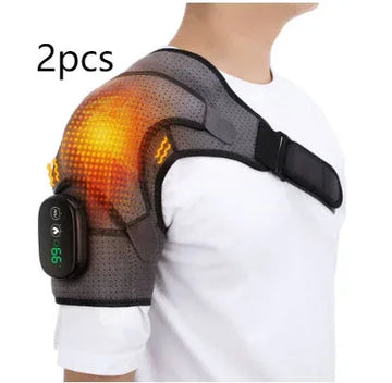 usb-c rechargeable heating pad | adjustable shoulder massage belt | heated muscle relaxation | ultrasonic cleaning