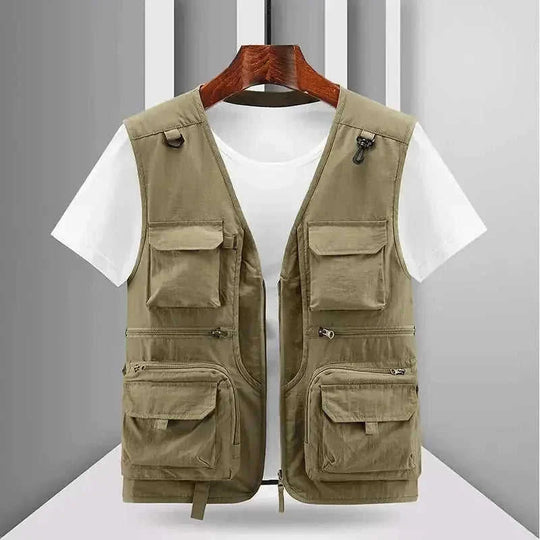 large capacity vest | waterproof nylon material | multiple storage pockets | energy saving