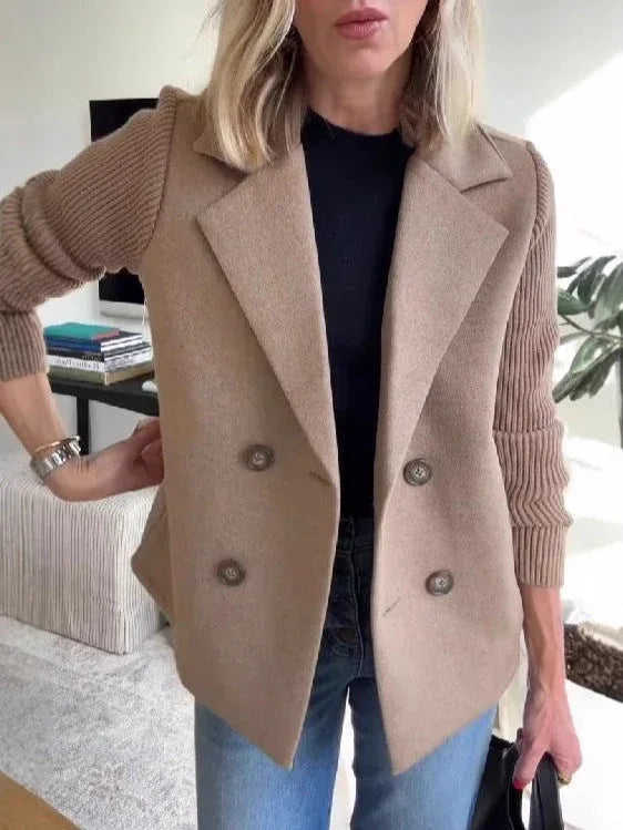 Women's Elegant Wool Stitching Woolen Coat Commuter Suit Meifu Market