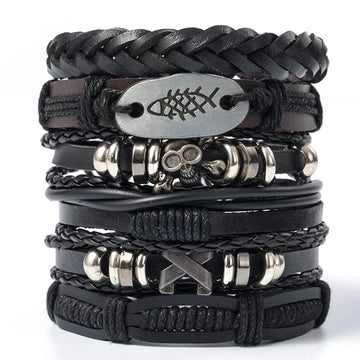 Vintage Leather Bracelet For Men Woven Set Ornament Bracelet Punk Style Men's Combo DIY Multi-layer Charm Bracelet Jewelry Meifu Market