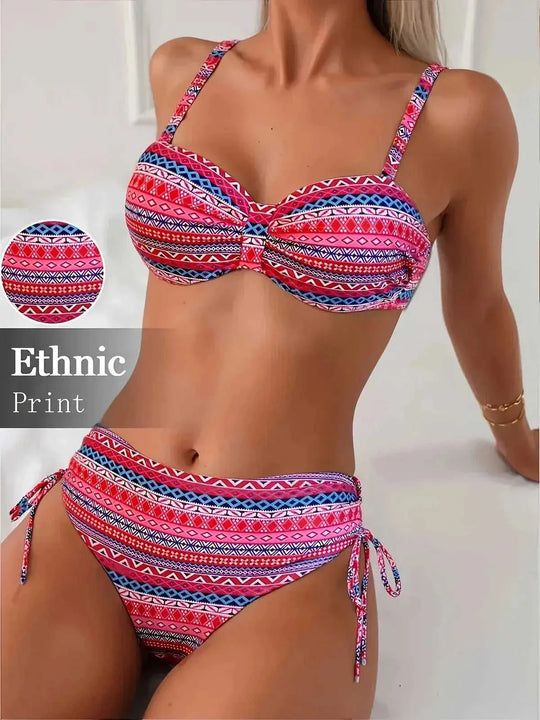 Printed Split Strap Bikini High Waist European And American Leopard Print - european and american new black dragon print b...