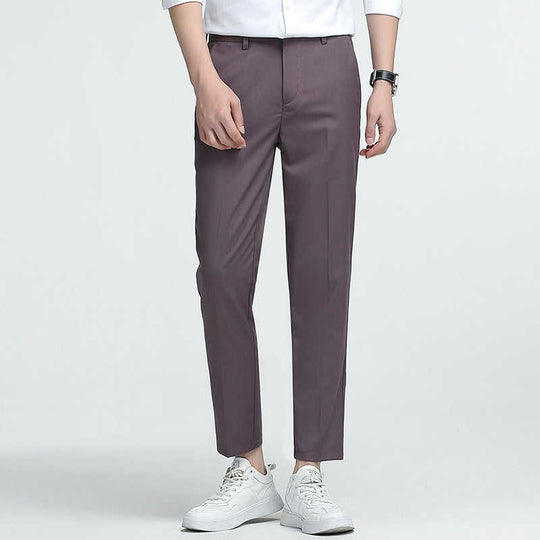 Men's Slim Straight Dress Pants | Polyester Stretch Business Trousers - Meifu Market