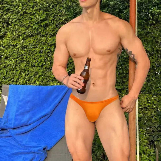 Men's Low Waist Briefs - Cotton Underwear for Daily Comfort Orange - affordable organic cotton low waist underwear for men...