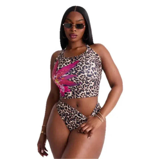 Women's Geometric Print Retro Swimsuit Tank Top Set - Meifu Market