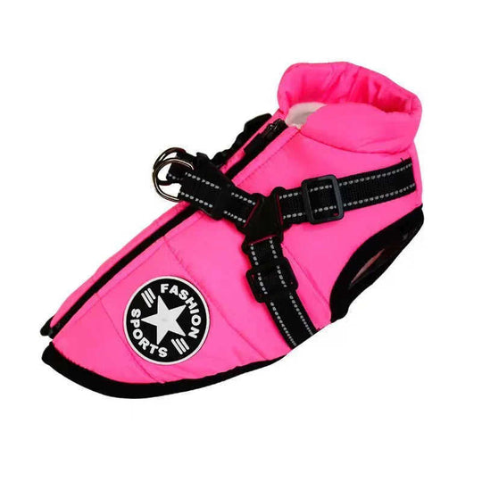 Waterproof Dog Clothes Winter Dog Coat With Harness Warm Pet Clothing Big Dog Jacket Chihuahua Labrador Coat Costume Meifu Market