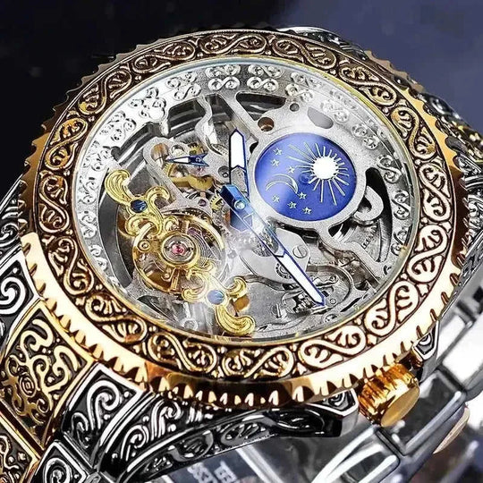 skeleton tourbillon movement | sapphire crystal glass | business casual timepiece | energy saving