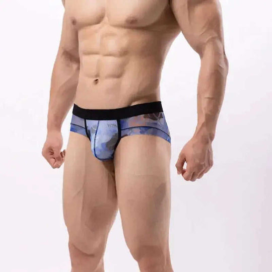 Men's Double-Layer Mesh Briefs Breathable Color Block Underwear Meifu Market