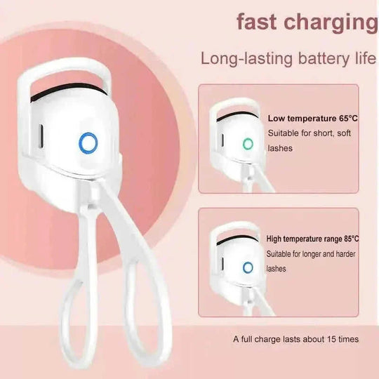 rechargeable heated eyelash curler | waterproof eyelash curler | portable electric lash curler | energy saving