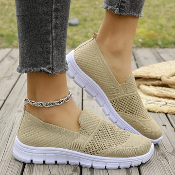 Large Size Mesh Breathable Flat Solid Color Casual Flyknit Pumps Meifu Market