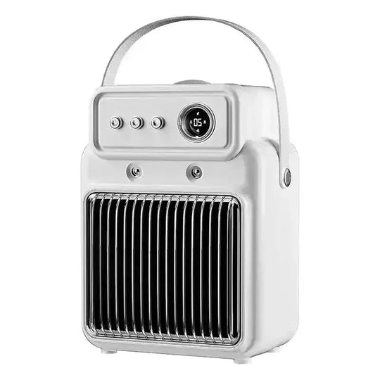 1200W 2-in-1 Space Heater with Humidifier | PTC Ceramic Heater - side view (color: white | pattern: check | season: winter)