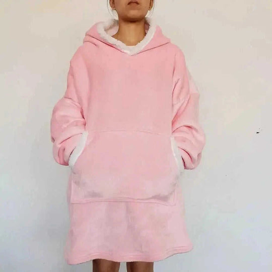 fleece-lined pullover | double layer composite fabric | thick flannel home wear | energy saving