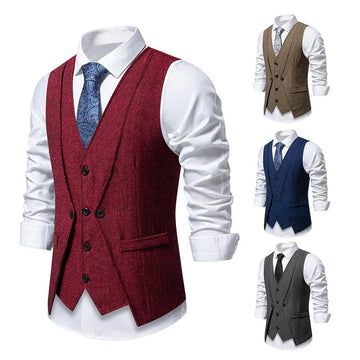 European And American Style Retro Vest Man Host Formal Dress Fake Two-pieces Coats Meifu Market
