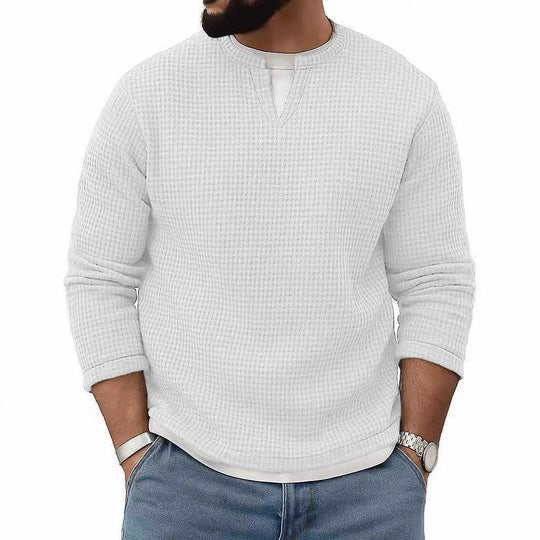 Mens FallWinter Two-Piece Crew-Neck Long-Sleeve Top M - back view