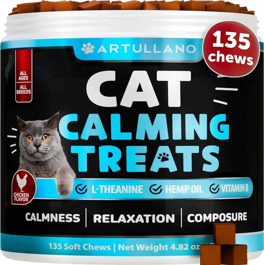 Cat Calming Treats - Natural Wellness Supplement for Cats & Kittens | Chicken Flavor Artullano - chicken flavor cat calmin...