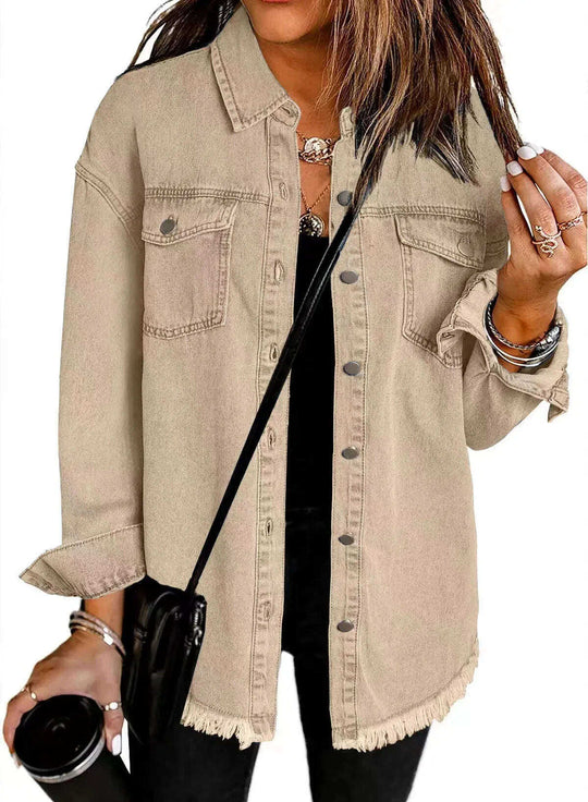 Washed Denim Shirt Jacket Women's European And American Meifu Market