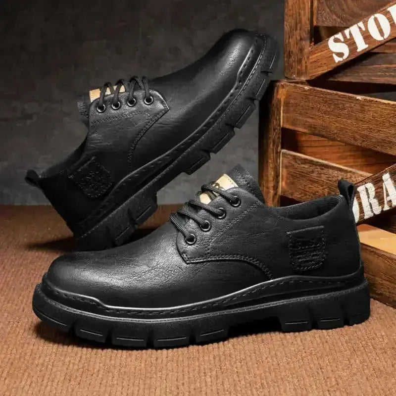 Men's Autumn Black Soft End Business Leather Men's Shoes Outdoor British Meifu Market