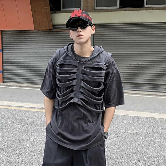 Loose, Versatile Designer-style Sleeveless Hooded Tank Top Gray - packaging and presentation