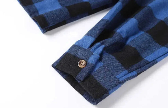 A Long-sleeved Pocket Checked Shirt With A Lapel For Young Men In Autumn And - lifestyle (material: cotton | color:...