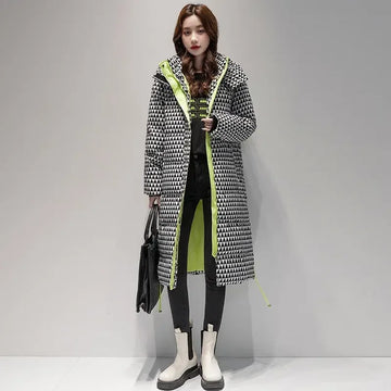 Plaid Down Cotton-padded Coat For Women Houndstooth Meifu Market