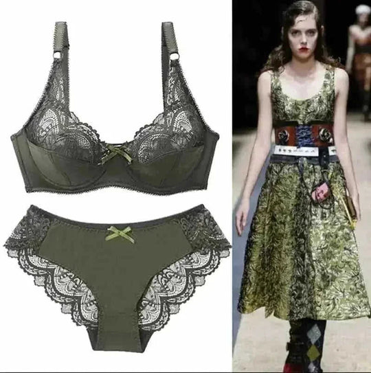 wire-free lace bra | seamless underwear set | push-up padded bra | energy saving