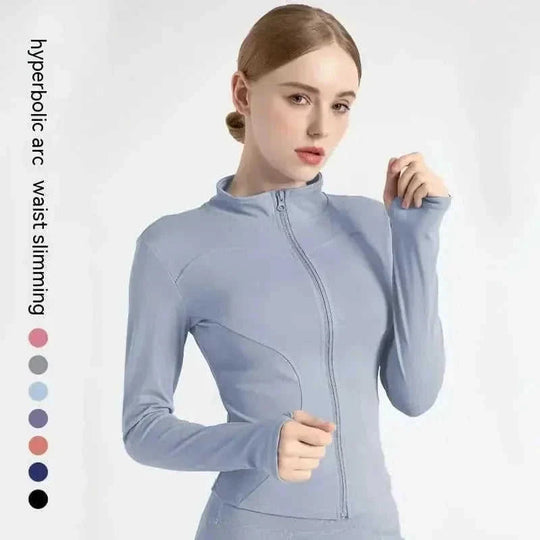 quick-dry yoga jacket | slim fit workout jacket | moisture wicking sports top | energy saving