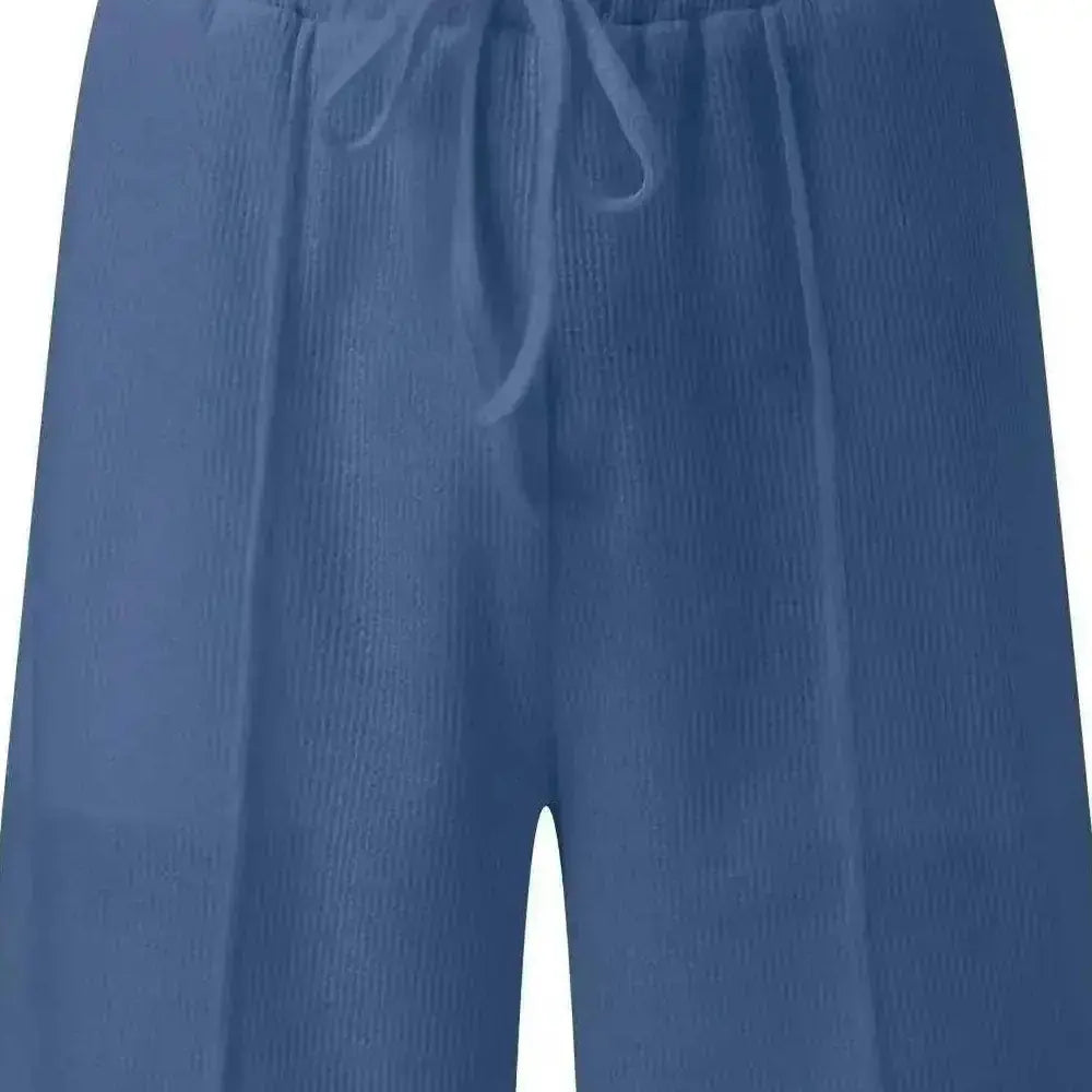 2pcs Set Men V Neck Polo Shirt Lapel Short Sleeve Men's Suit Waffle Style Casual Fashion T-Shirt Summer - close-up detail...