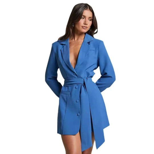 Women's Lace Up Long Sleeve Coat Slim Fit Mid-Length Jacket Meifu Market