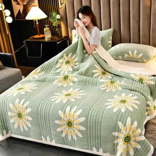 Cashmere Three-layer Blanket Thickened Warm Feather Silk Blanket - Meifu Market