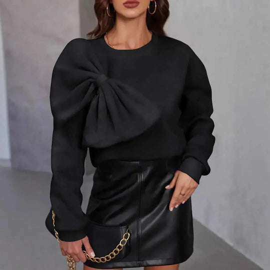 Loose Slimming Bow Long Sleeve Sweater Meifu Market