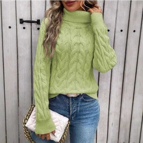 Women's Cable-knit Turtleneck Sweater Meifu Market