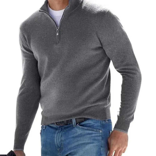 Men's Fashion Casual Long Sleeve V-neck Cashmere Zipper Top XS - scale comparison view