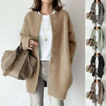 Women's Cardigan Sweater Single Breasted Knit Jacket Spring Fall Meifu Market