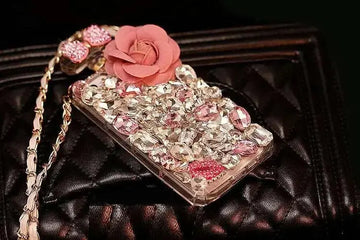 bling camellia flower iphone case | luxury floral phone case | shockproof glitter phone case | energy saving
