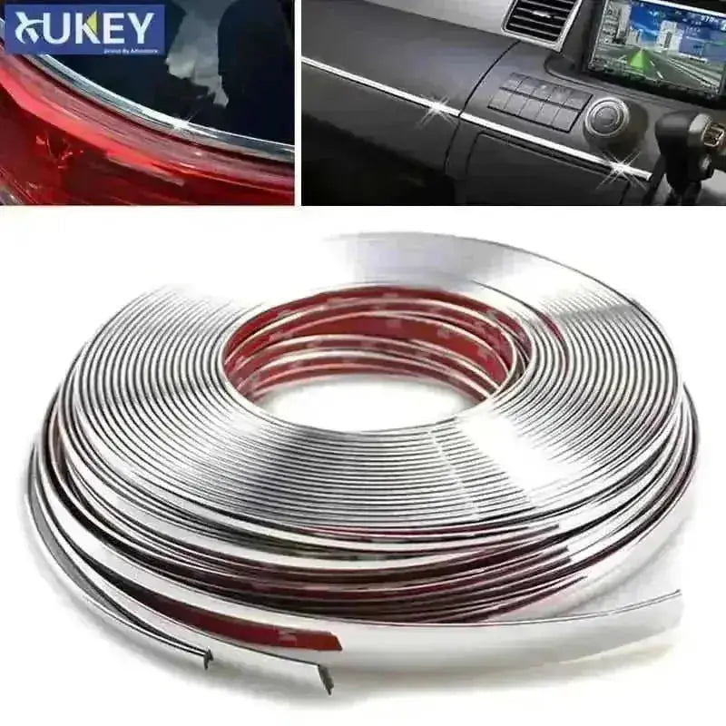 6M Chrome Car Styling Moulding Strip - Door Window Mirror Body Decorat - view 7 (pattern: check)