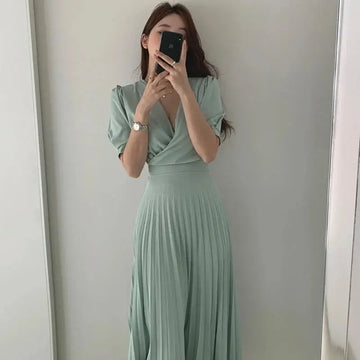 elegant v-neck dress | lightweight summer dress | thin fabric dress | ultrasonic cleaning