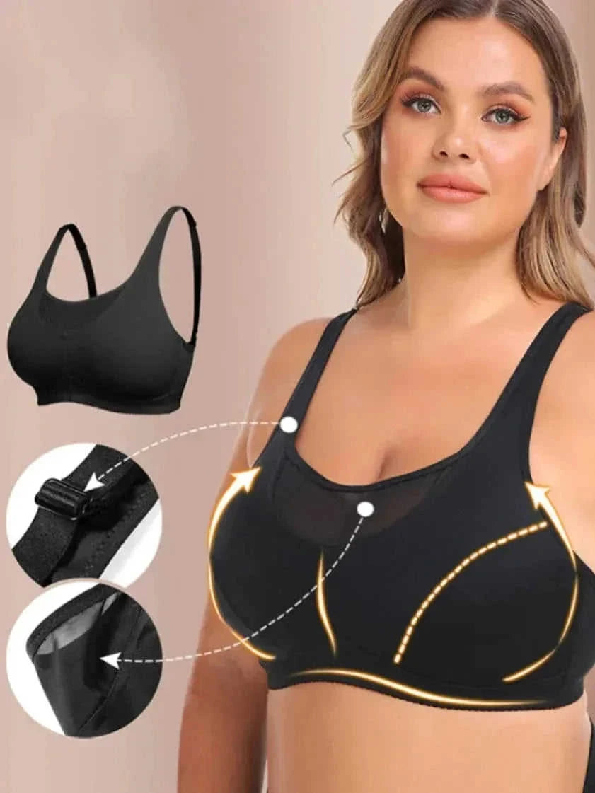 wire-free back strap bra | plus size wireless bra | large cup support bra | energy saving
