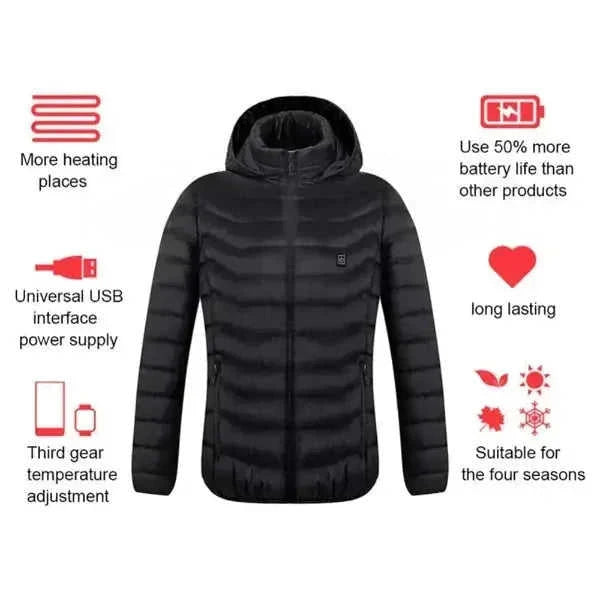 usb heated jacket | electric heating coat for men | rechargeable thermal clothing | energy saving