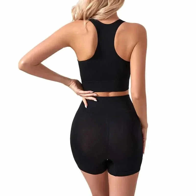 wireless sports bra and shorts set | moisture-wicking fabric | high-impact support bra | ultrasonic cleaning