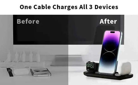 in 1 fast charging station | magnetic wireless charger stand | portable bedside charging pad | ultrasonic cleaning