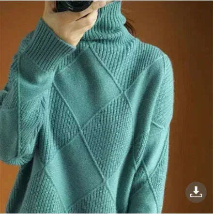 Women's Turtleneck Three-dimensional Rhombus Sweater Meifu Market