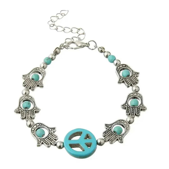 elastic turquoise bracelet | adjustable boho bangle | vintage tribal jewelry | ultrasonic cleaning