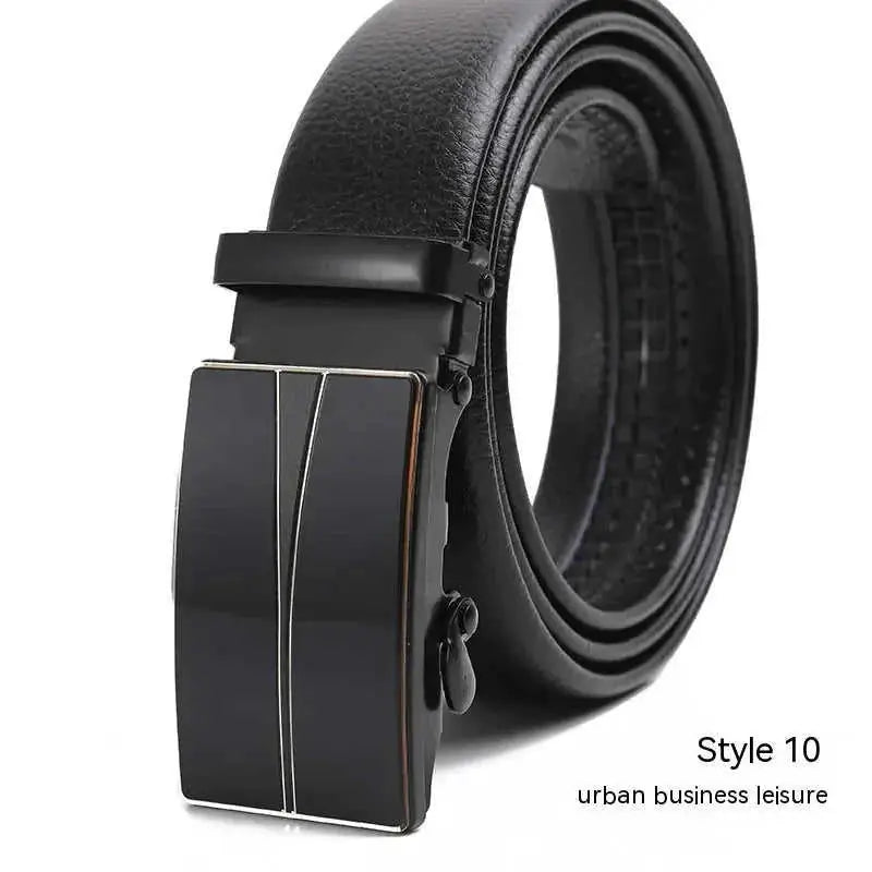 Men's Fashion Automatic Buckle Litchi Pattern Belt Style 14 - available style options
