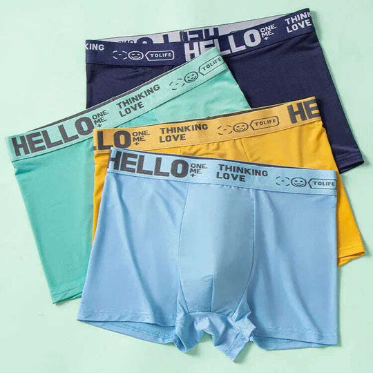 Popular HELLO Ice Silk Men's Underwear Youth Boxer Meifu Market