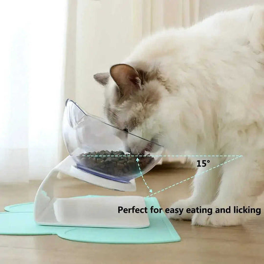 Non Slip Double Cat Bowl With Raised Stand Pet Food Cat Feeder Protect Cervical Vertebra Dog Bowl Transparent Pet Products...