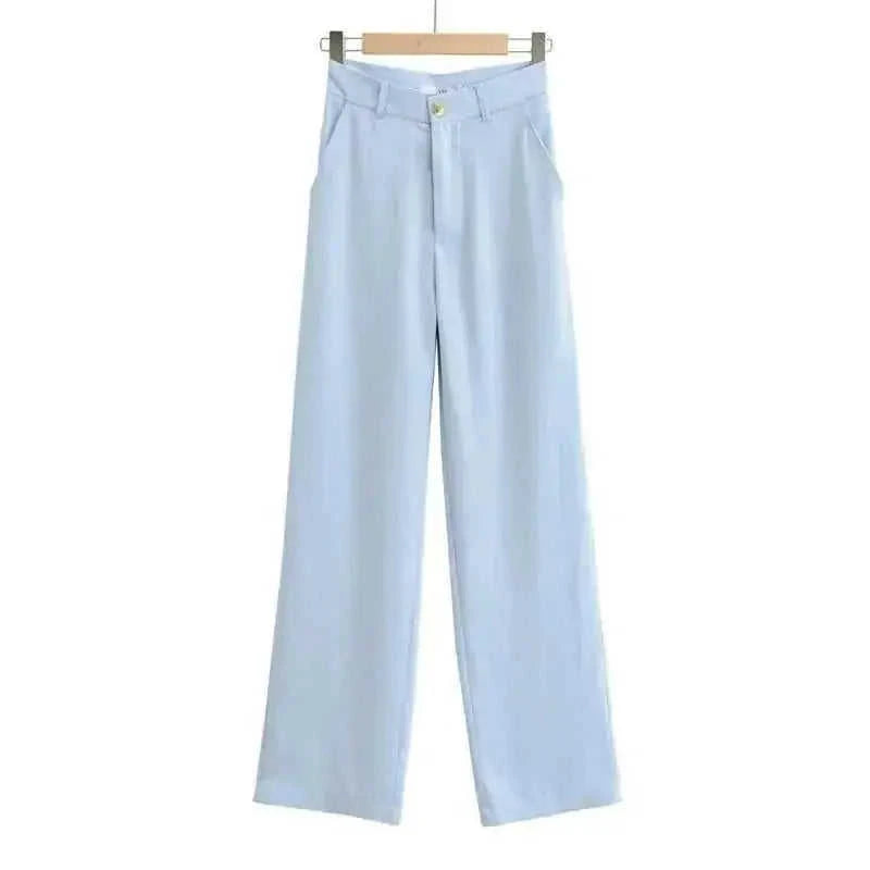high-waisted wide-leg trousers | wool blend suit pants | pleated front dress trousers | ultrasonic cleaning