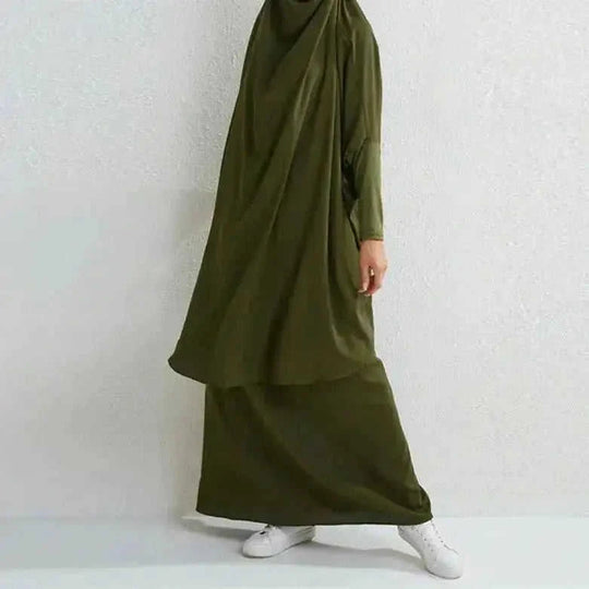 plus size abaya dress set | modest muslim prayer dress | breathable cotton blend fabric | energy saving
