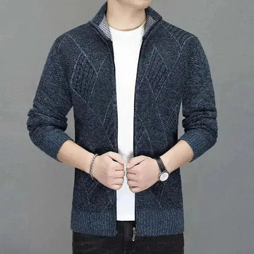 cashmere blend cardigan | thick knitted jacket | mens zipper sweater | energy saving