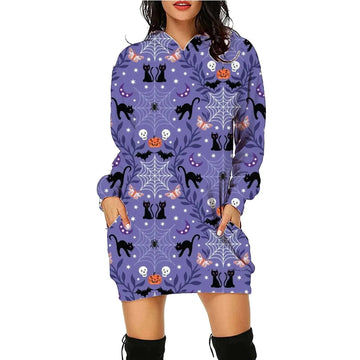 halloween print hoodie | long sleeve sweater women | cozy fleece hoodie | energy saving