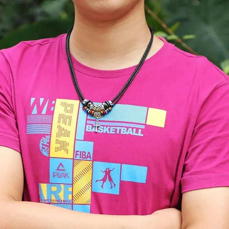 vintage tribal necklace | boho leather jewelry | double layered braided necklace | ultrasonic cleaning